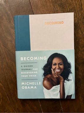 Becoming Guided Journal by Michelle Obama - Teal & White Cover